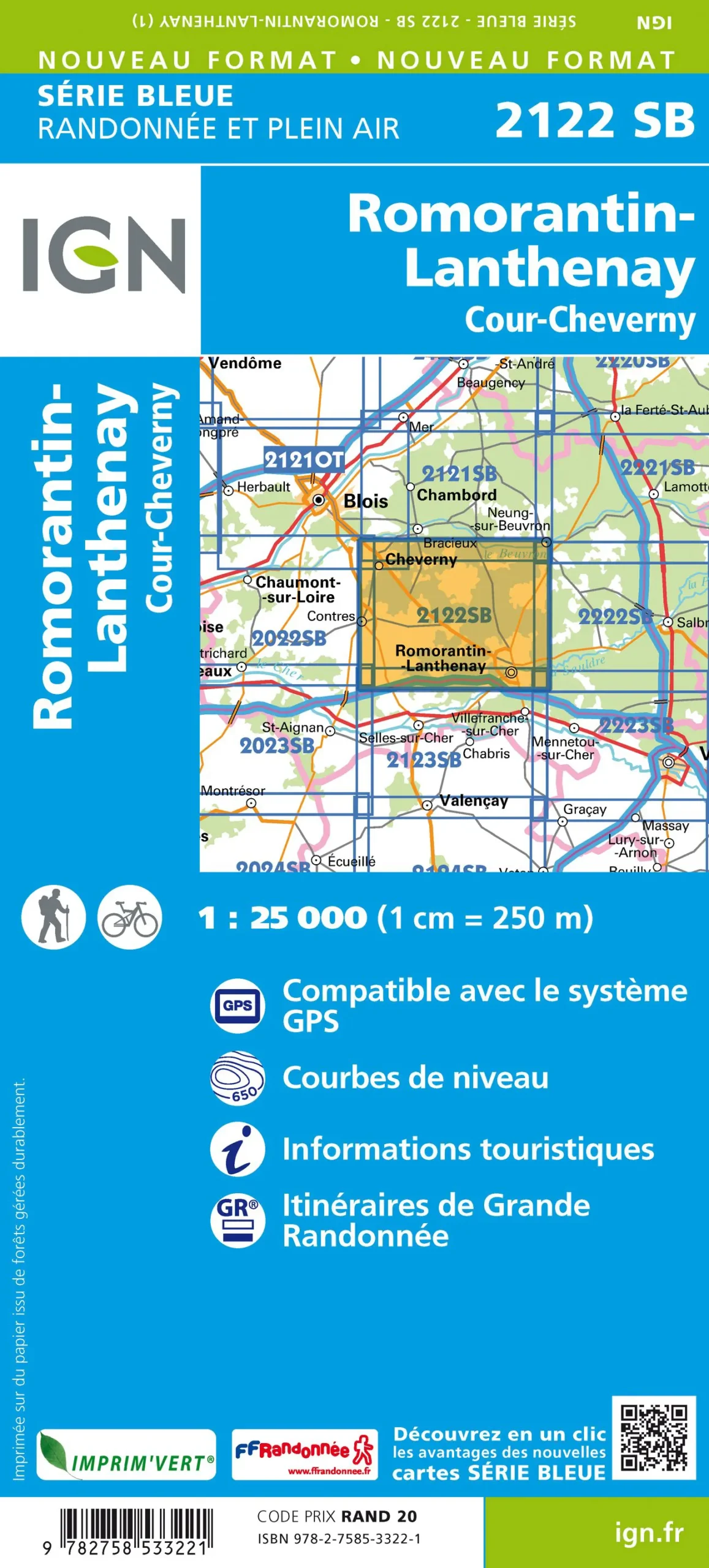 IGN Top 25 - Serie Bleu - Romorantin-Lanthenay - Cour-Cheverny 2122
