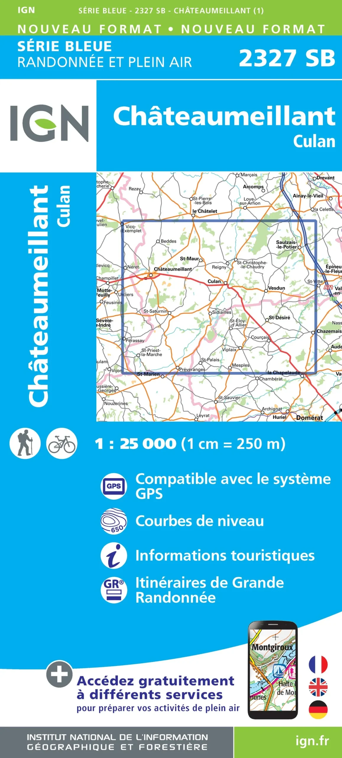IGN Top 25 - Serie Bleu - Châteaumeillant / Culan 2327