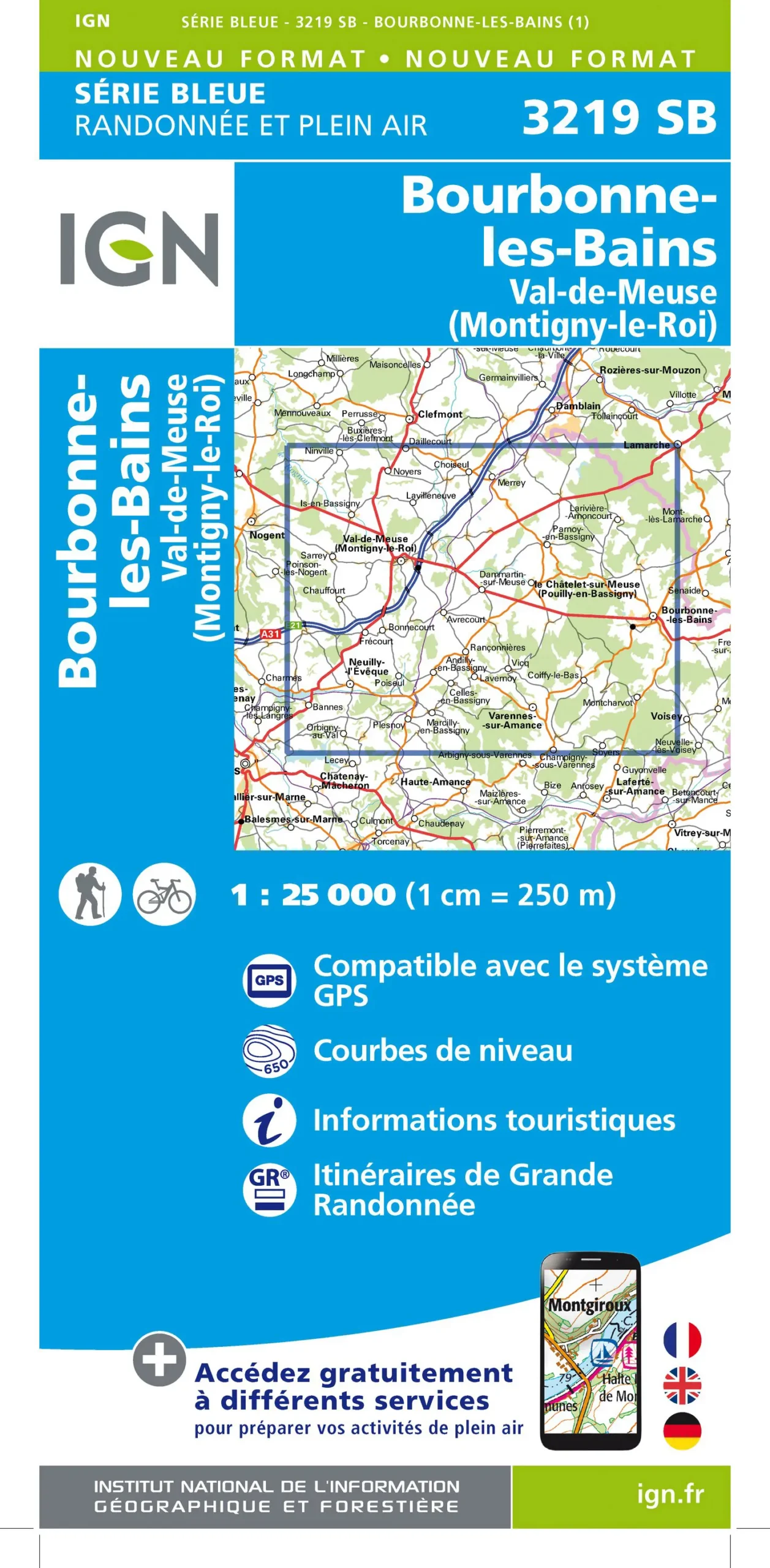IGN Top 25 - Serie Bleu - Bourbonne-les-Bains / Val-de-Meuse 3219
