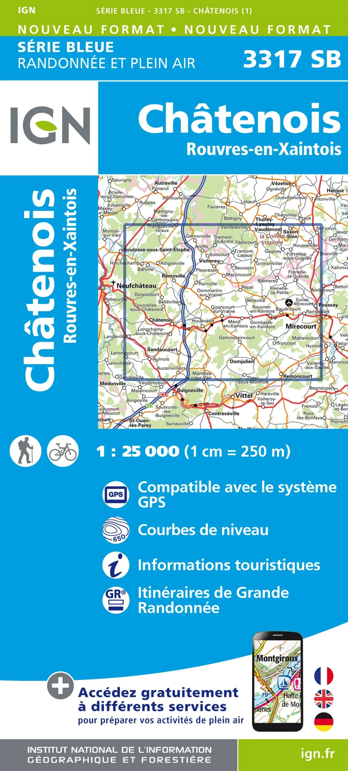 IGN Top 25 - Serie Bleu - Châtenois / Rouvres-en-Xaintois 3317