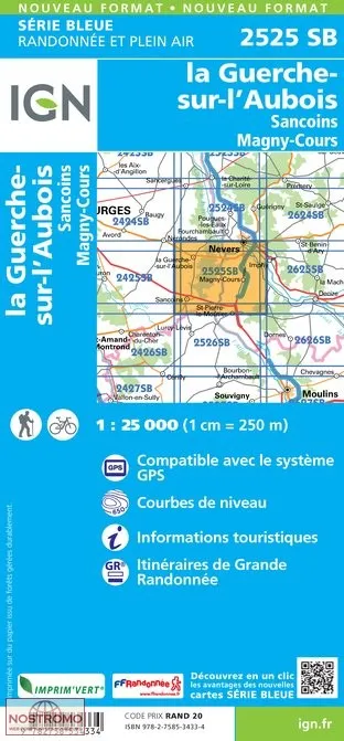 IGN Top 25 - Serie Bleu - La Guerche-sur-l'Aubois / Sancoins / Magny-Cours 2525 - Image 2