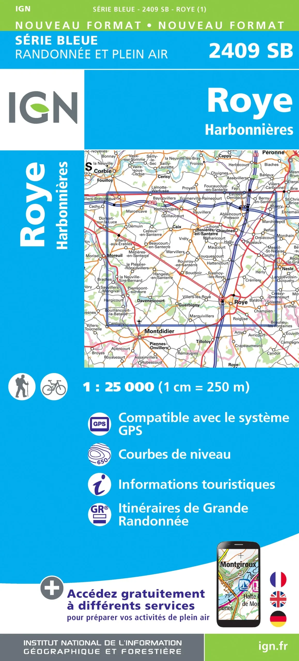 IGN Top 25 - Serie Bleu - Roye / Harbonnières 2409 - Image 2