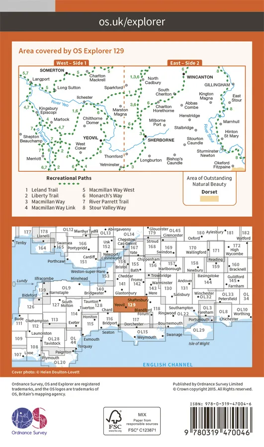 OS Explorer Active - 129 - Yeovil & Sherborne - Image 2