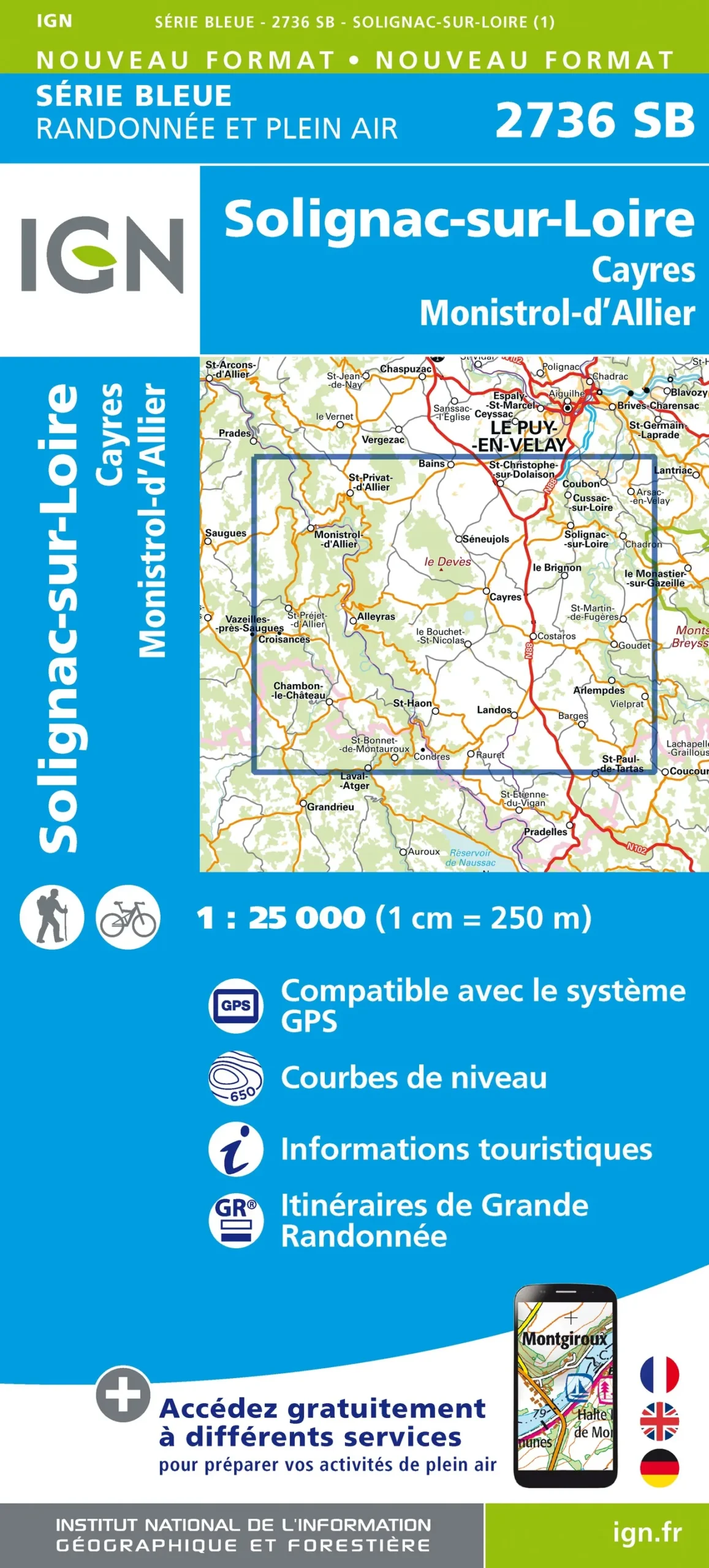IGN Top 25 - Serie Bleu - Solignac-sur-Loire / Cayres / Monistrol-d'Allier 2736
