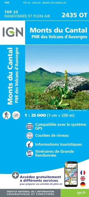 IGN Top 25 - Monts du Cantal PNR des Volcans d'Auvergne