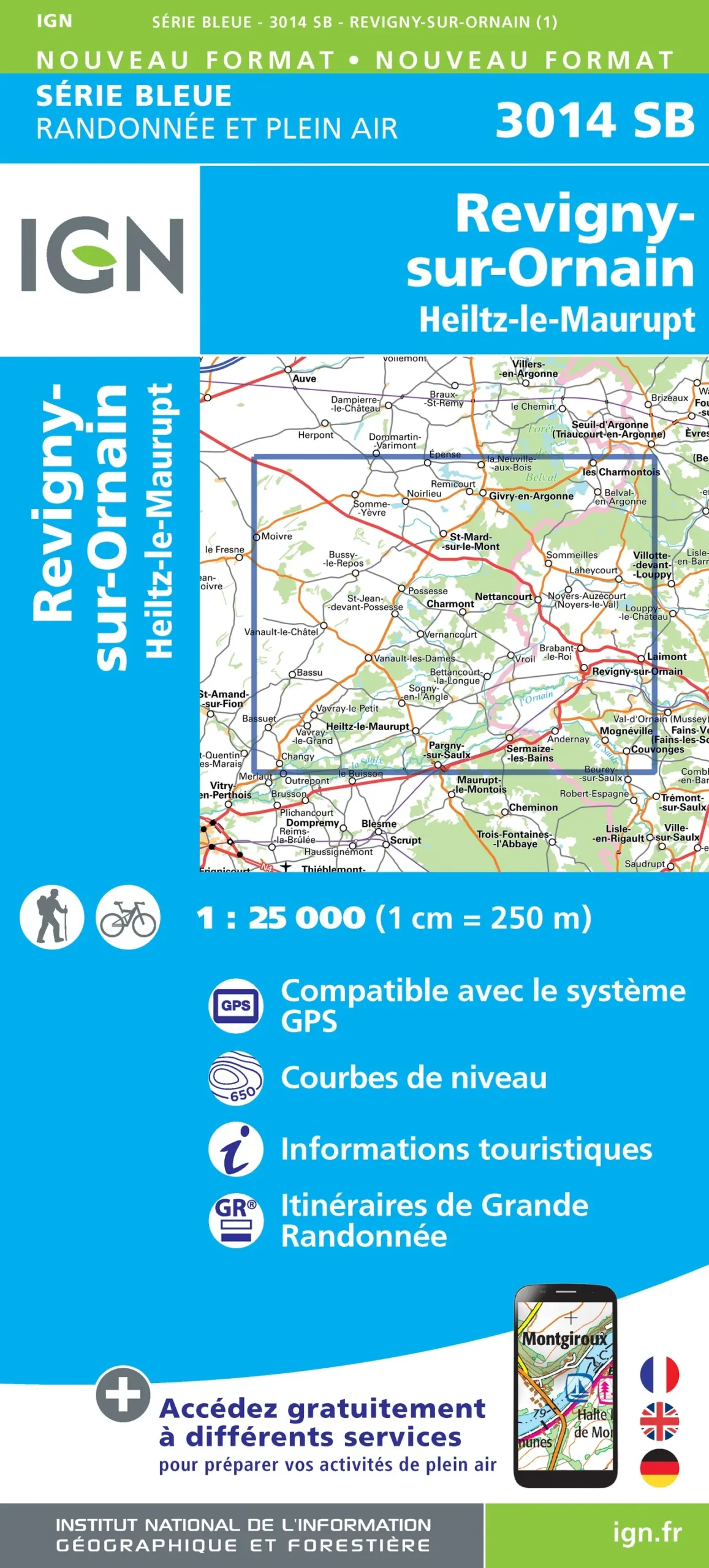 IGN Top 25 - Serie Bleu - Revigny-sur-Ornain / Heiltz-le-Maurupt 3014 - Image 2