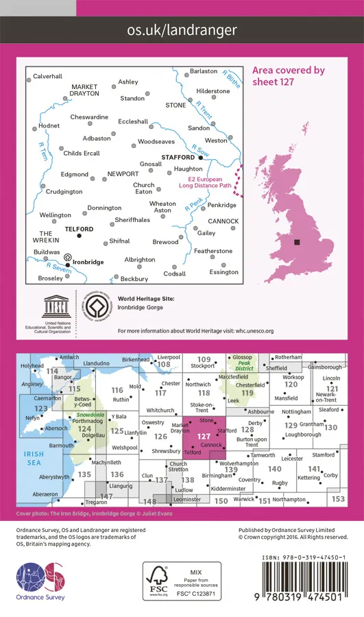 OS Landranger Active - 127 - Stafford & Telford, Ironbridge - Image 2