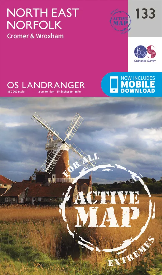 OS Landranger Active - 133 - North East Norfolk, Cromer & Wroxham