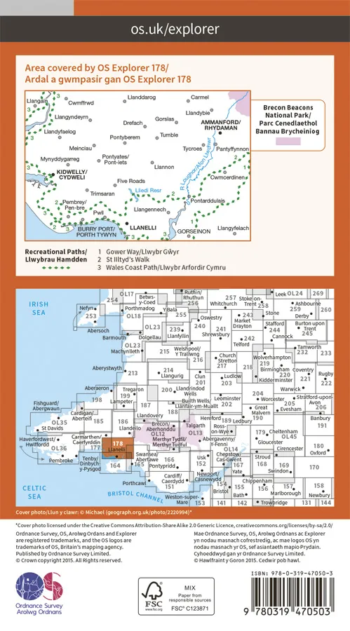 OS Explorer Active - 178 - Llanelli & Ammanford - Image 2
