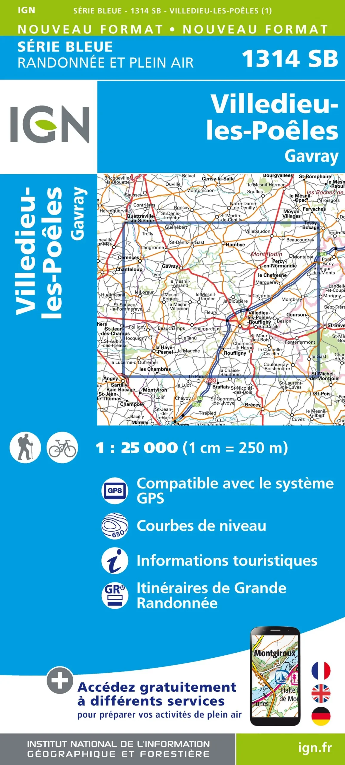 IGN Top 25 - Serie Bleu - Villedieu-les-Poêlles / Gavray 1314