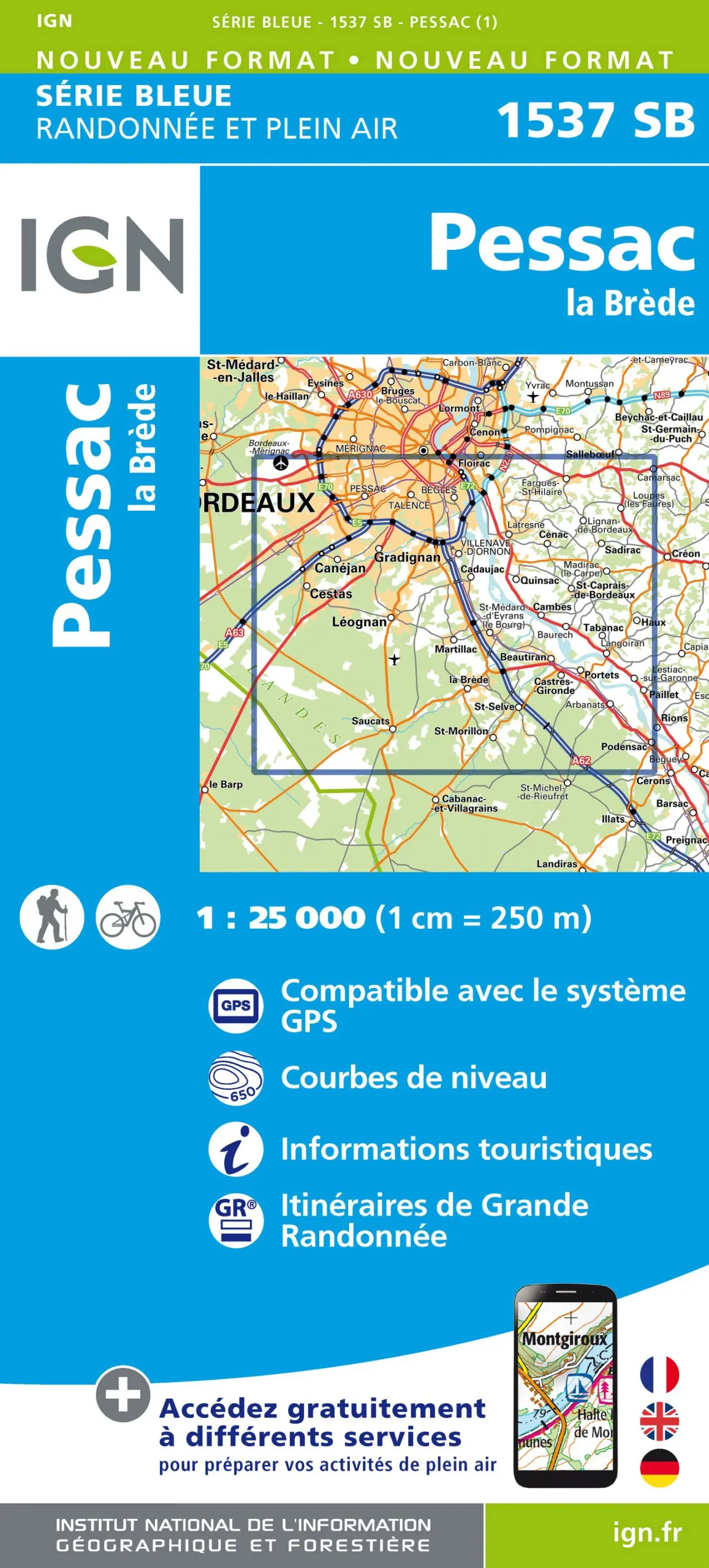 IGN Top 25 - Serie Bleu - Pessac / La Brède 1537