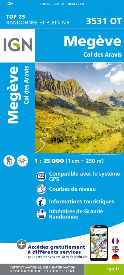IGN Top 25 - Megève / Col des Aravis