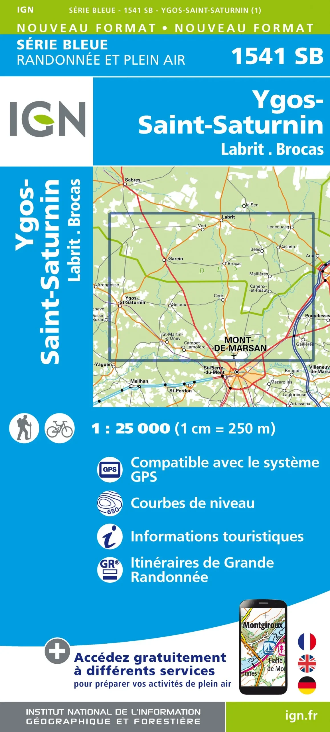 IGN Top 25 - Serie Bleu - Ygos-St-Saturnin / Labrit / Brocas 1541