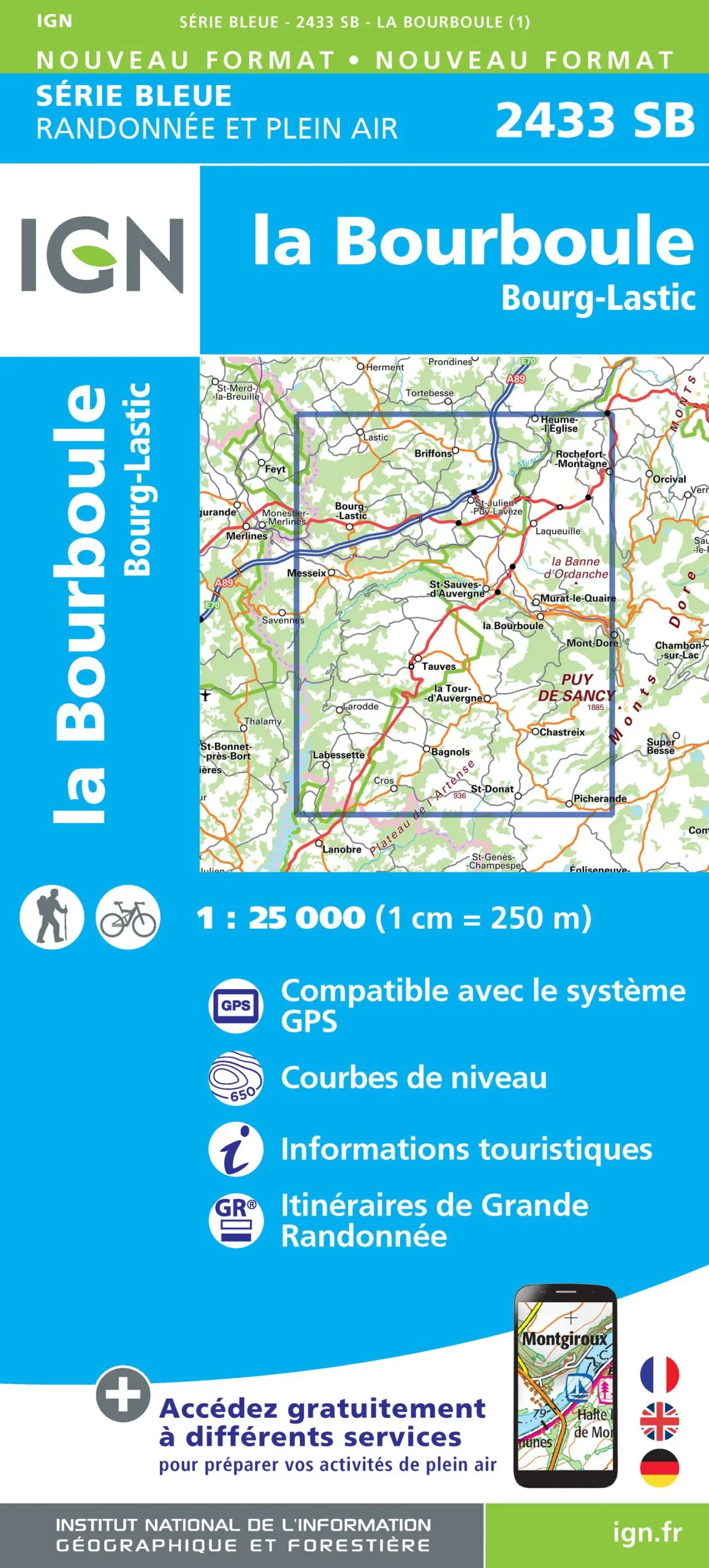 IGN Top 25 - Serie Bleu - Bourg-Lastic / La Bourboule 2433