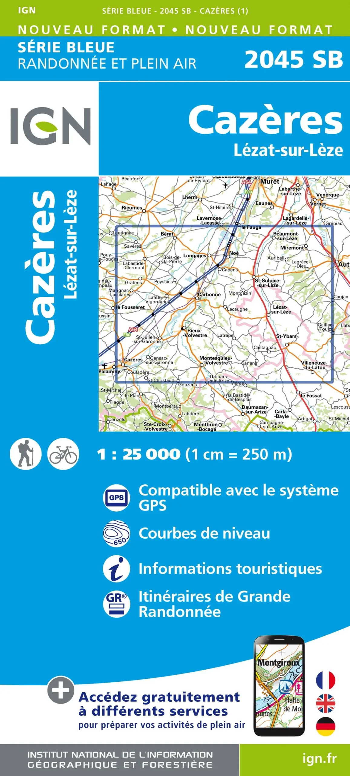 IGN Top 25 - Serie Bleu - Cazères / Lézat-sur-Lèze 2045