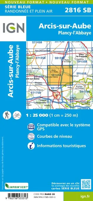 IGN Top 25 - Serie Bleu - Arcis-sur-Aube / Plancy-L'Abbaye 2816 - Image 2