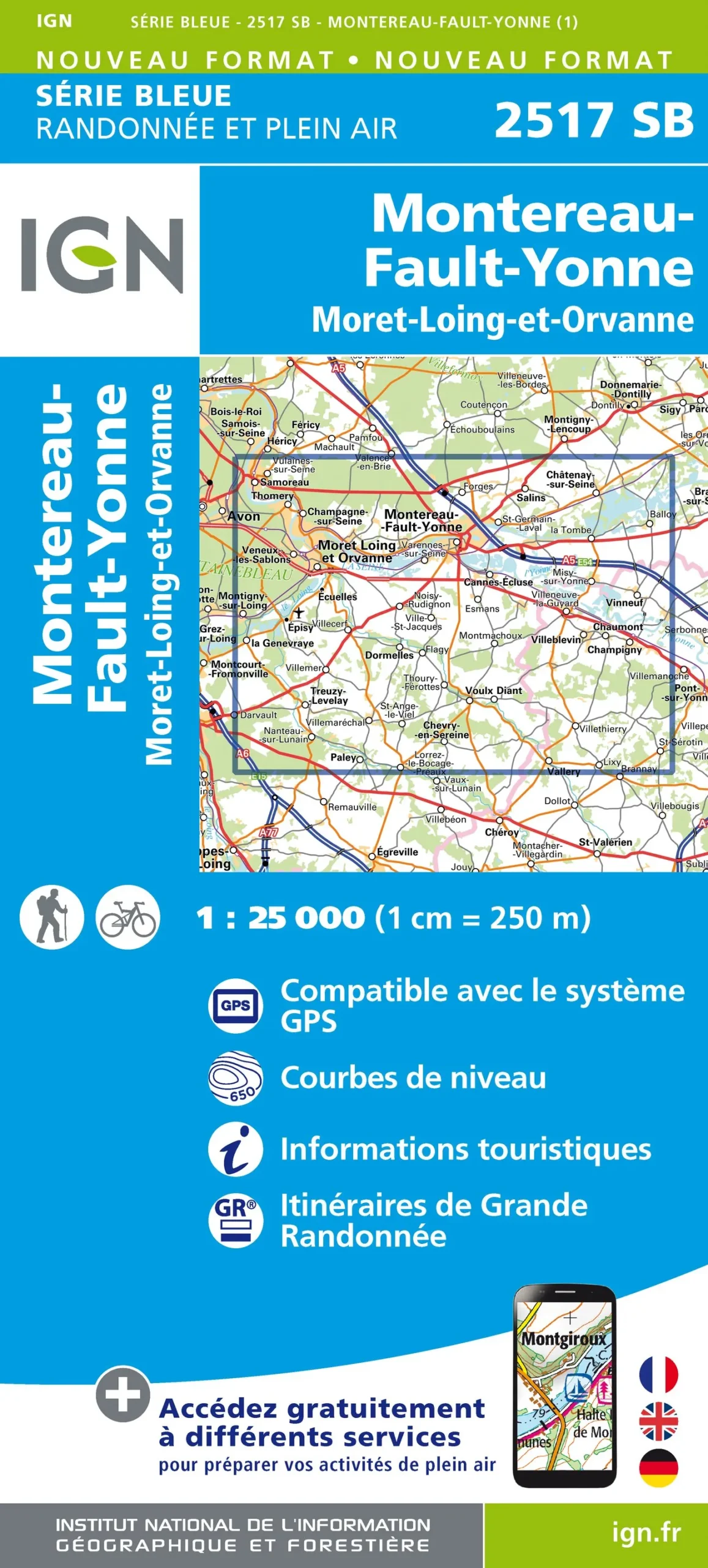 IGN Top 25 - Serie Bleu - Montereau-Fault-Yonne / Moret-Loing-et-Orvanne 2517