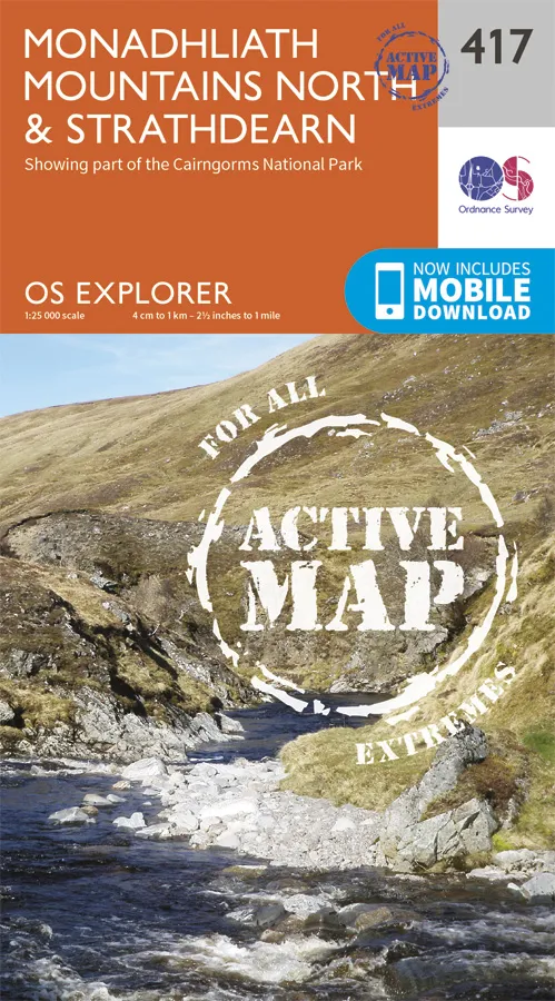 OS Explorer Active - 417 - Monadhliath Mountains North & Strathdearn