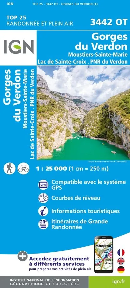 IGN Top 25 - Gorges du Verdon / Moustiers-Ste-Marie /Lac de Ste-Croix