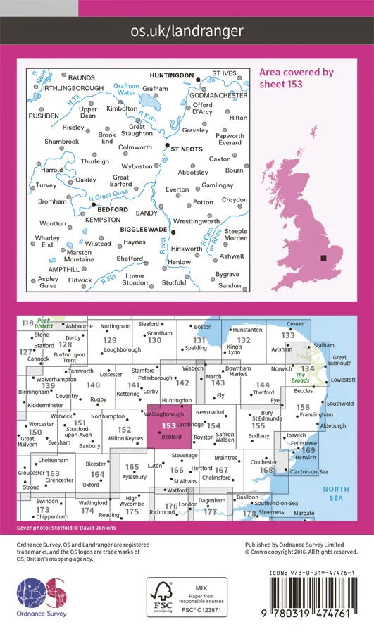 OS Landranger Active - 153 - Bedford, Huntingdon & St Neots - Image 2