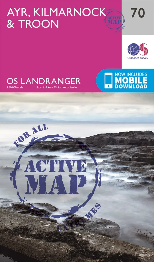 OS Landranger Active - 70 - Ayr, Kilmarnock & Troon