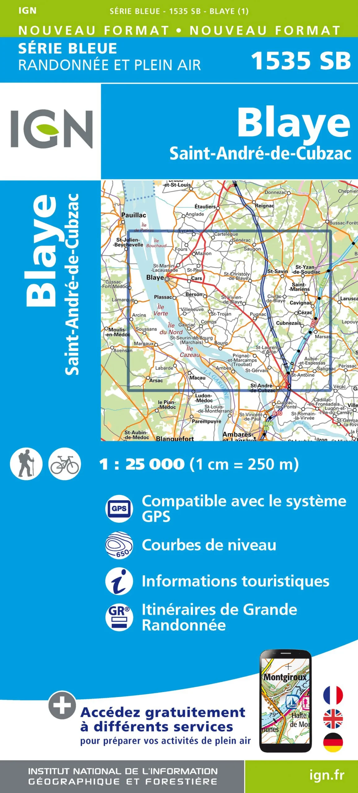 IGN Top 25 - Serie Bleu - Blaye / St-André-de-Cubzac 1535