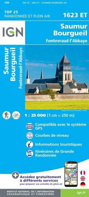 IGN Top 25 - Saumur / Bourgueil / Fontevraud-l'Abbaye