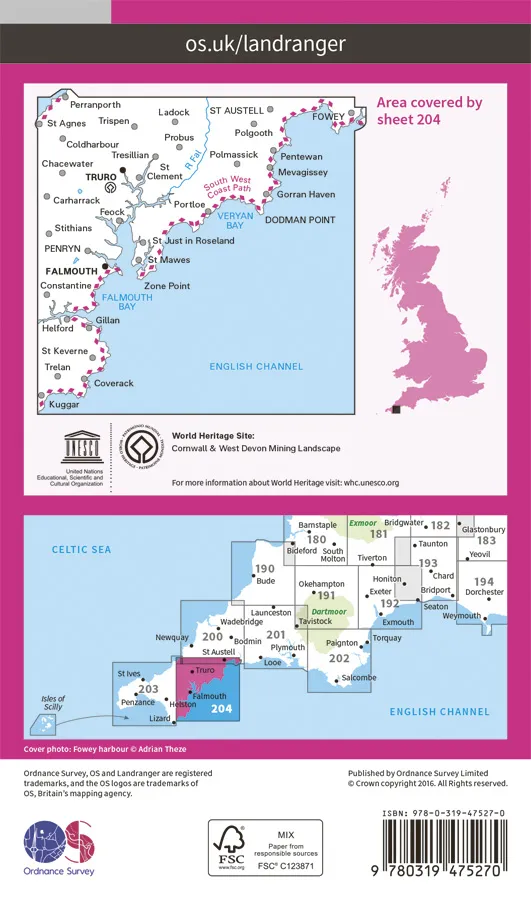 OS Landranger Active - 204 - Truro & Falmouth, Roseland Peninsula - Image 2