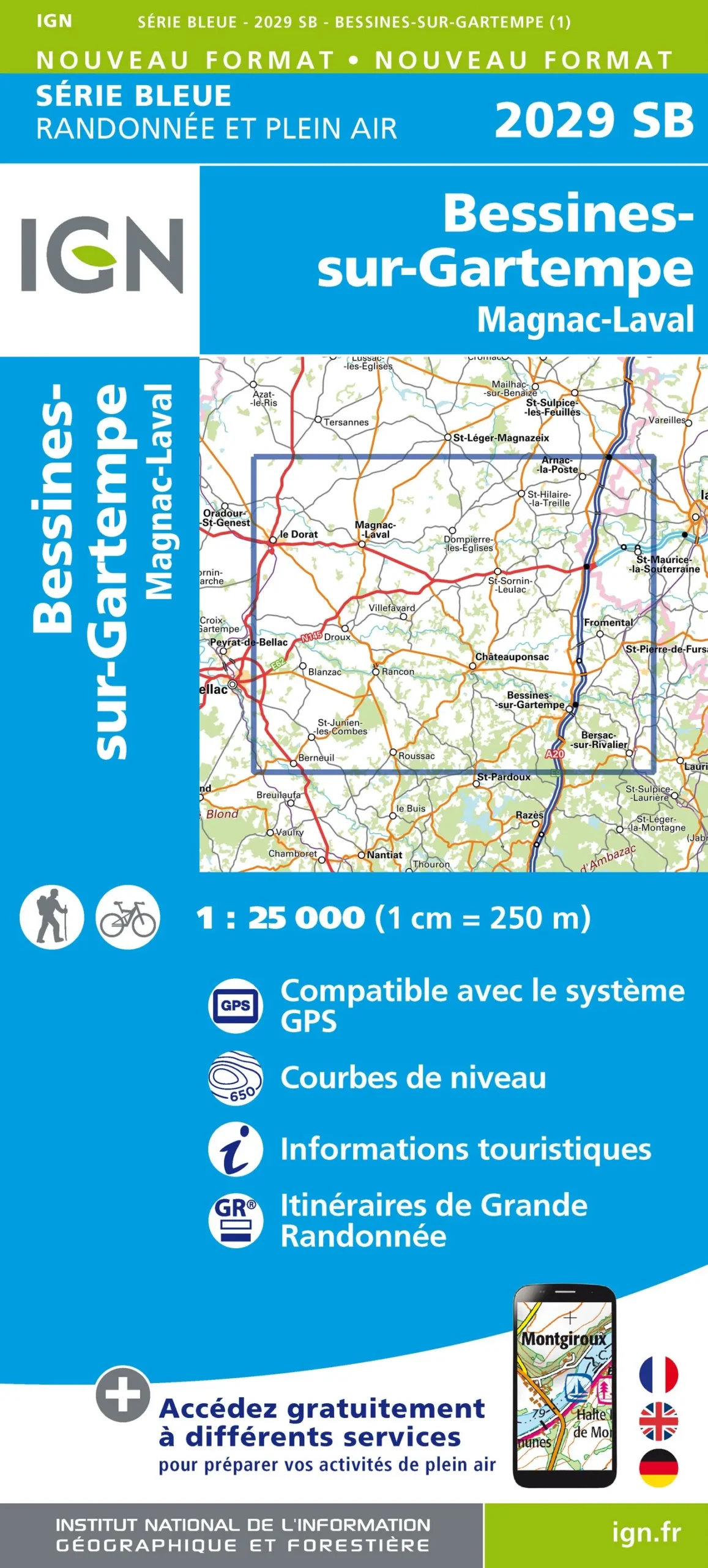 IGN Top 25 - Serie Bleu - Bessines-sur-Gartempe / Magnac-Laval 2029