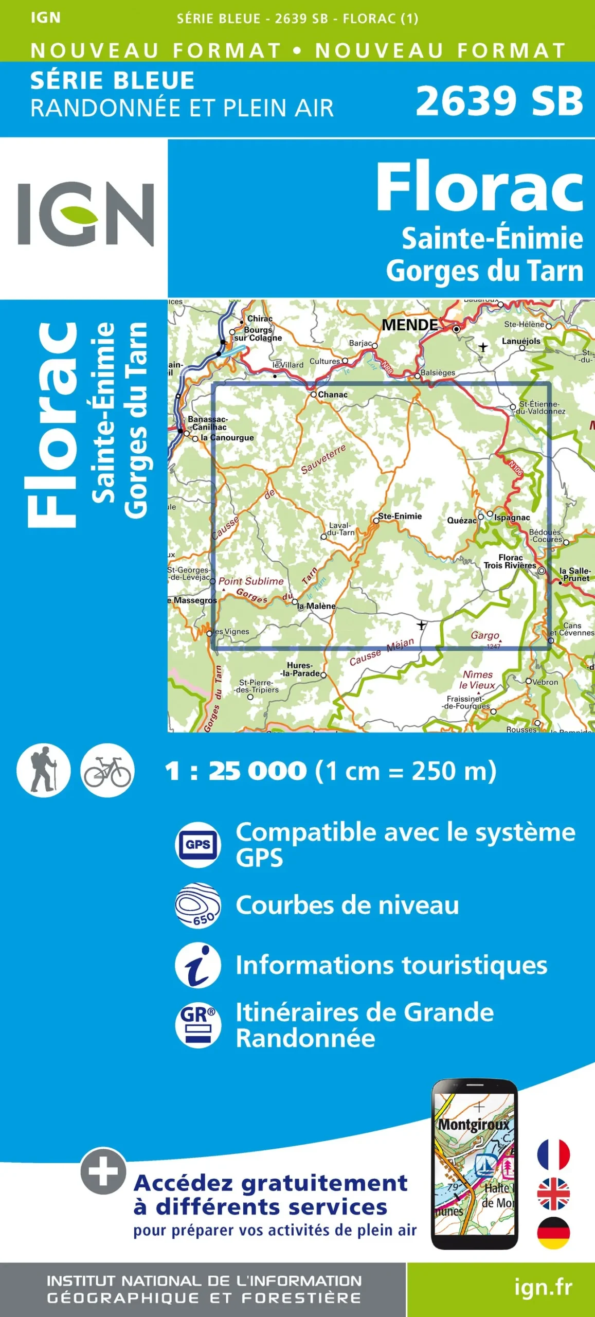 IGN Top 25 - Serie Bleu - Florac / Ste-Enimie / Gorges du Tarn 2639