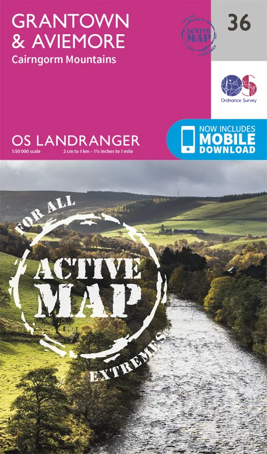 OS Landranger Active - 36 - Grantown, Aviemore & Cairngorm Mountains