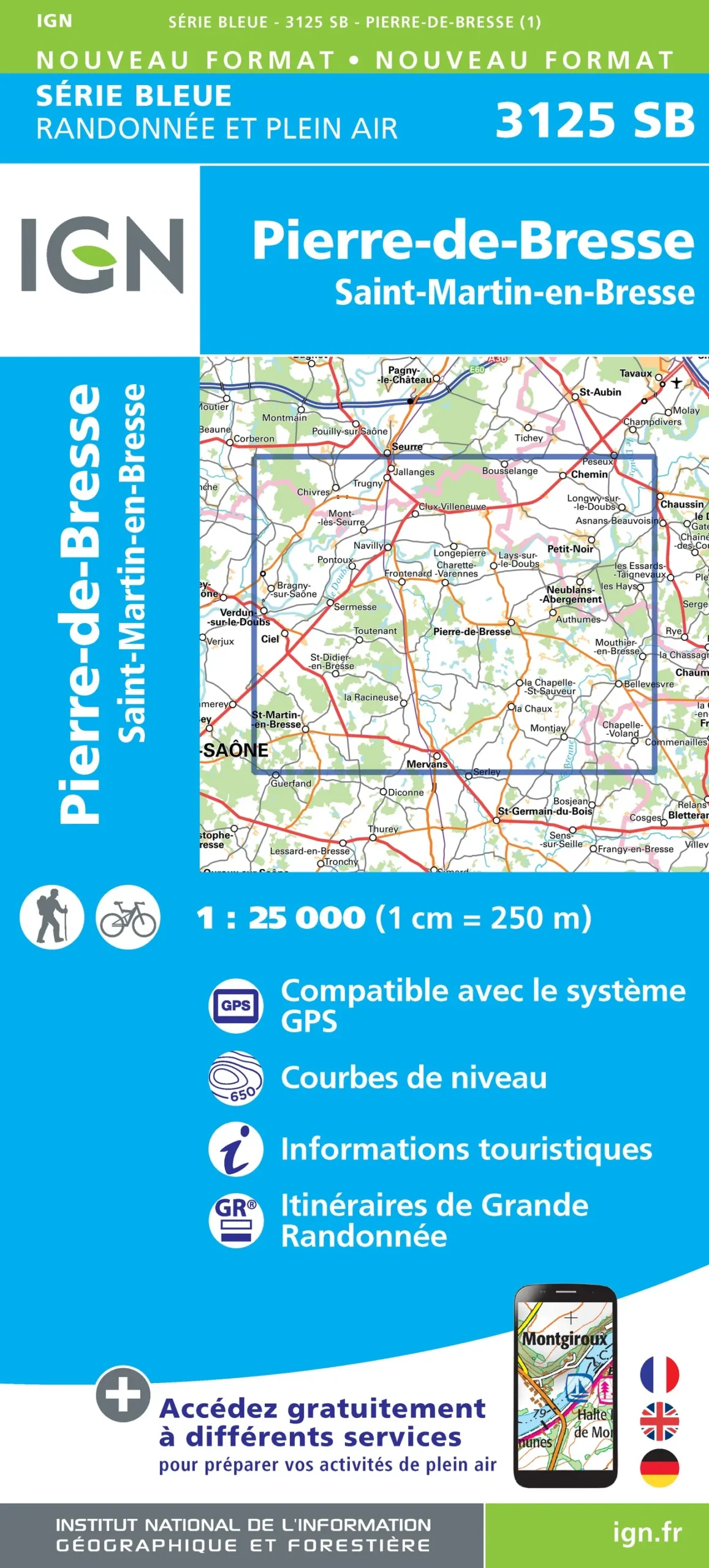 IGN Top 25 - Serie Bleu - Pierre-de-Bresse / St-Martin-en-Bresse 3125 - Image 2