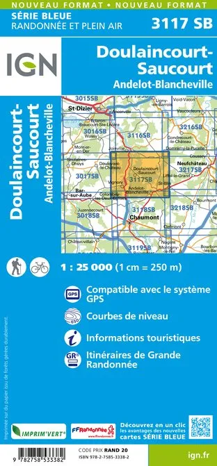 IGN Top 25 - Serie Bleu - Doulaincourt-Saucourt - Andelot-Blancheville 3117 - Image 2