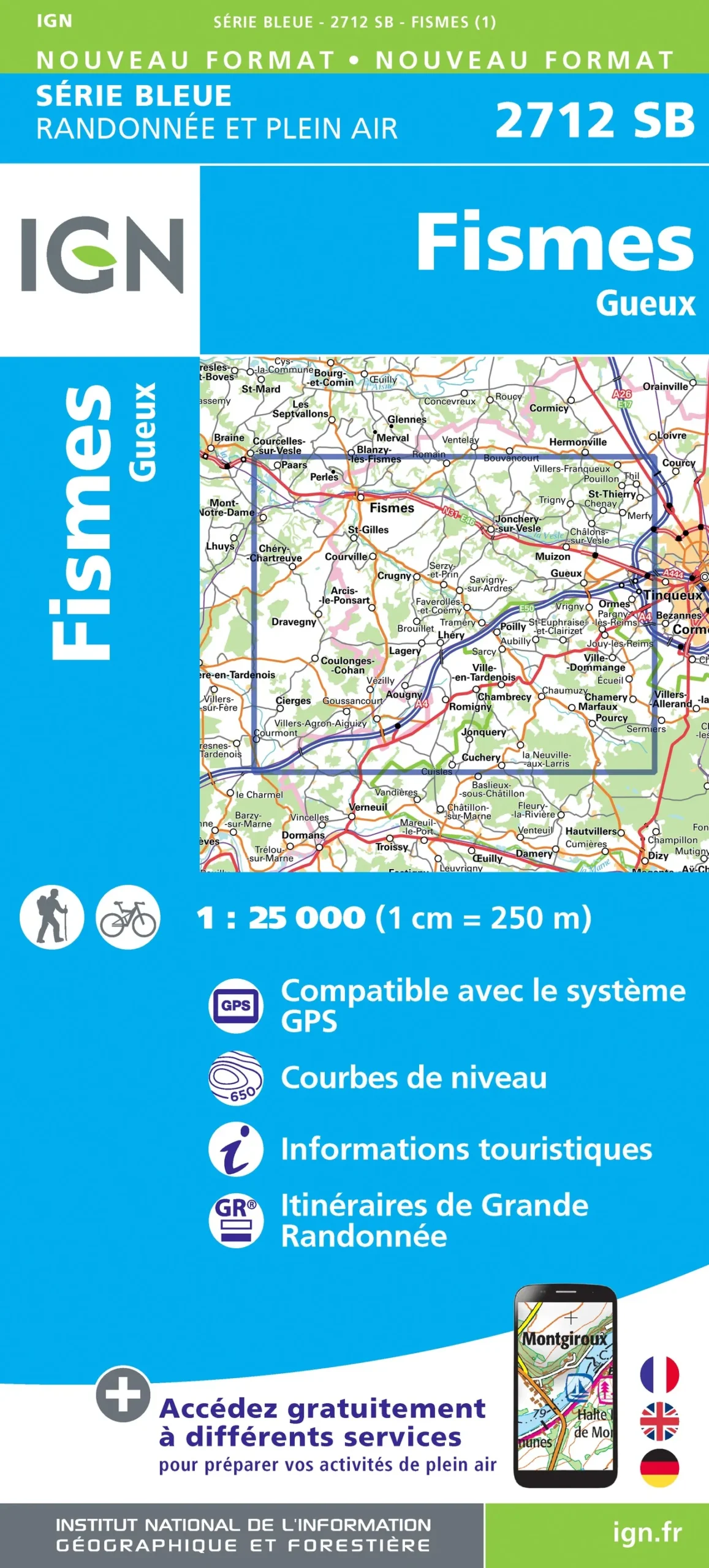 IGN Top 25 - Serie Bleu - Fismes / Gueux 2712 - Image 2