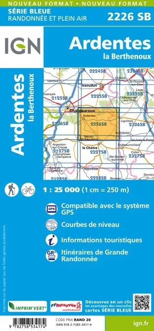 IGN Top 25 - Serie Bleu - Ardentes / La Berthenoux 2226 - Image 2