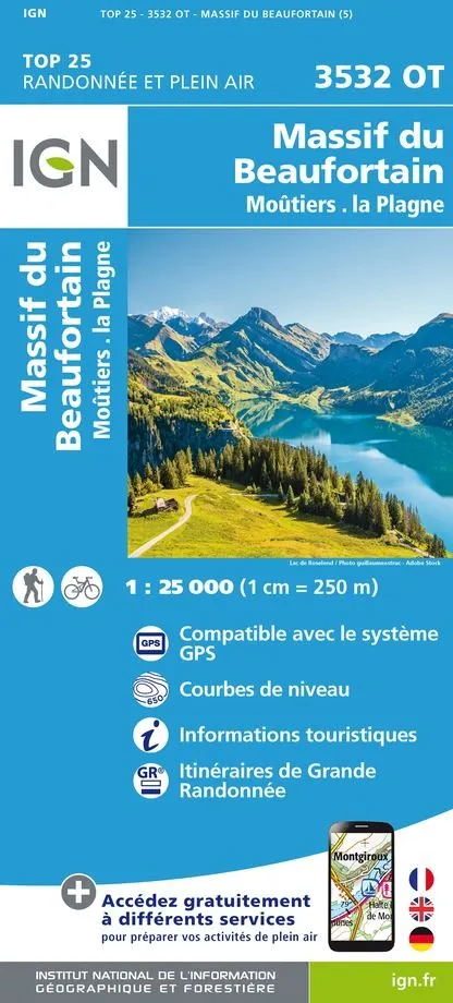 IGN Top 25 - Massif du Beaufortin / Moûtiers / La Plagne