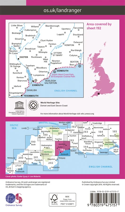 OS Landranger Active - 192 - Exeter & Sidmouth, Exmouth & Teignmouth - Image 2