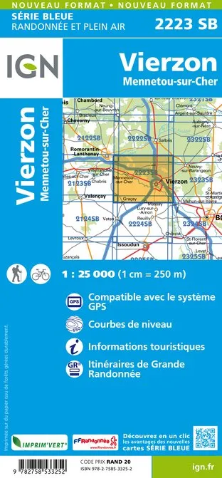 IGN Top 25 - Serie Bleu - Vierzon - Mennetou-sur-Cher 2223 - Image 2