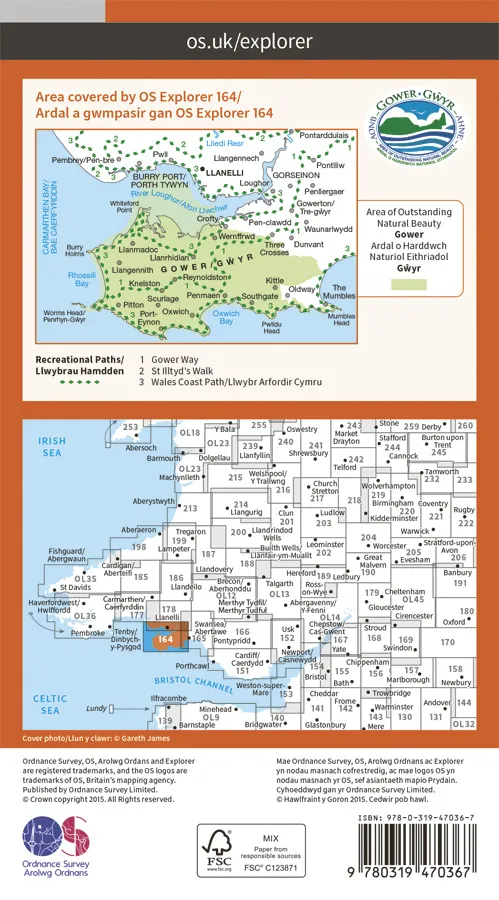 OS Explorer Active - 164 - Gower/Gwyr - Image 2