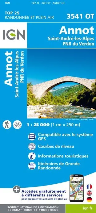 IGN Top 25 - Annot / St-André les Alpes / PNR du Verdon