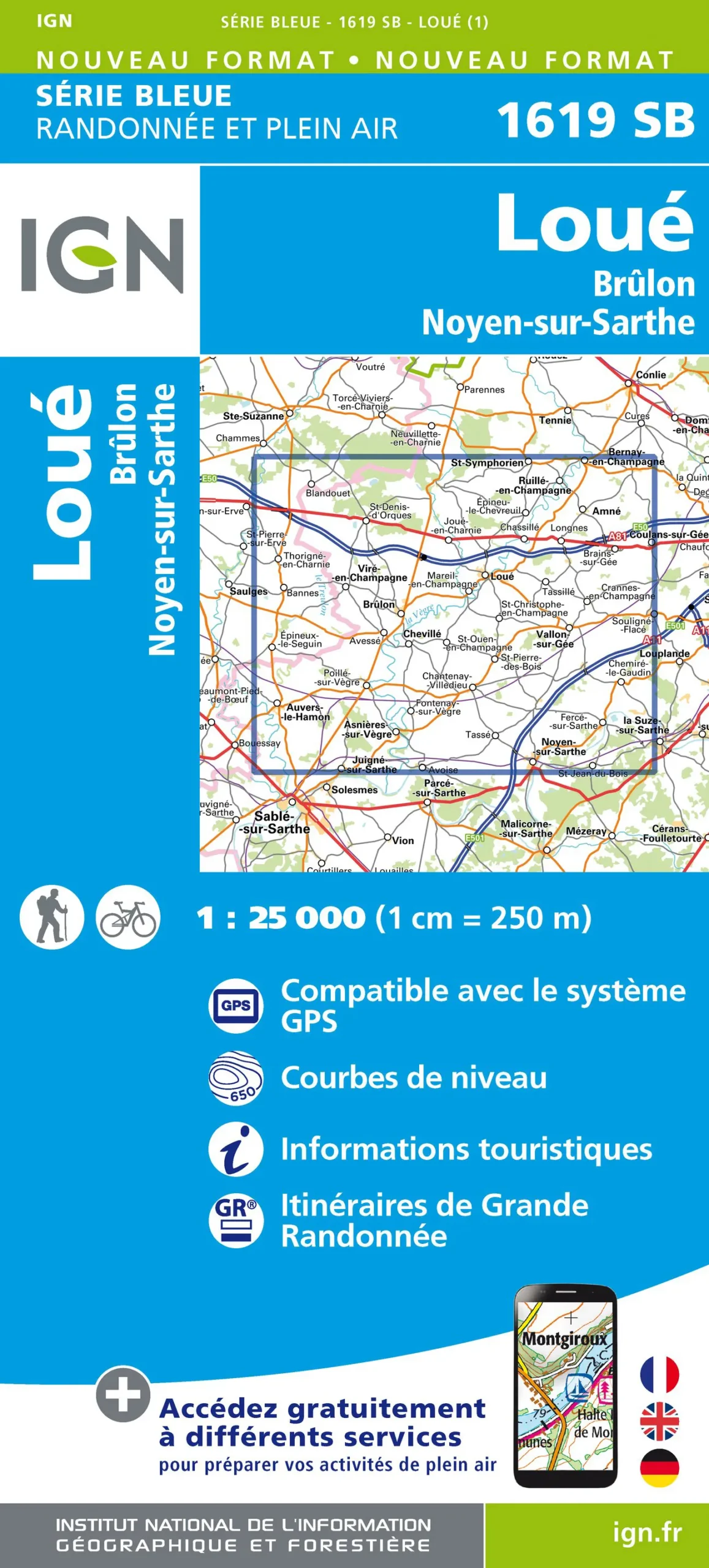 IGN Top 25 - Serie Bleu - Loué / Brûlon / Noyen-sur-Sarthe 1619