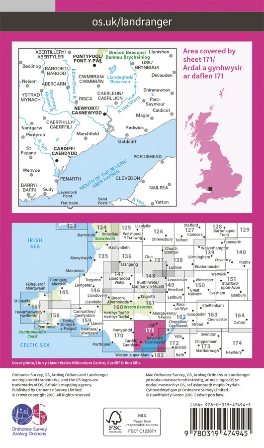 OS Landranger Active - 171 - Cardiff & Newport, Pontypool - Image 2