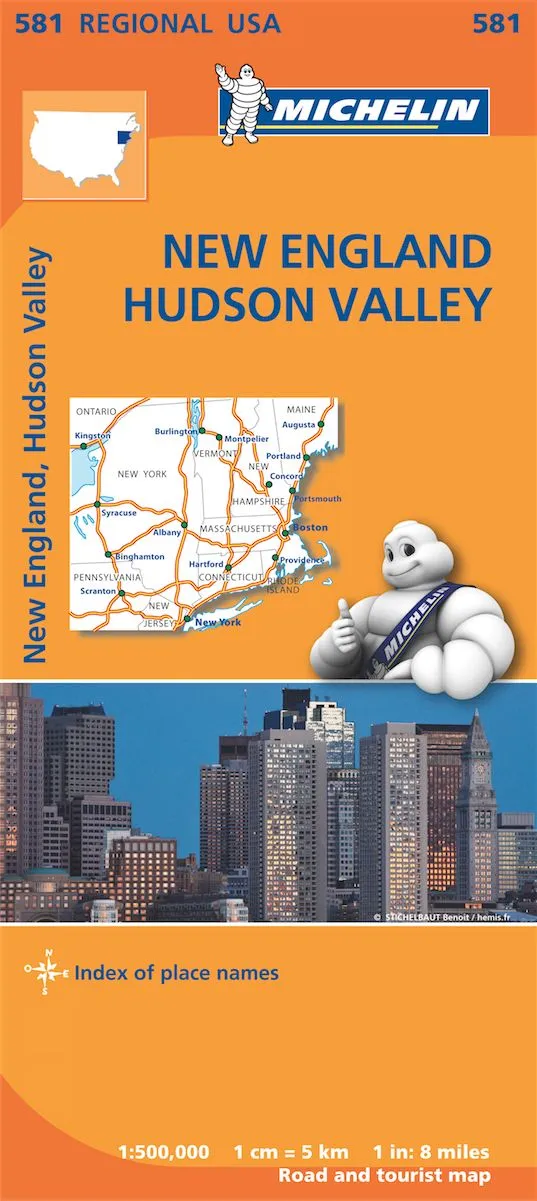 Michelin Regional Map - 581-U.S.A New England, Hudson