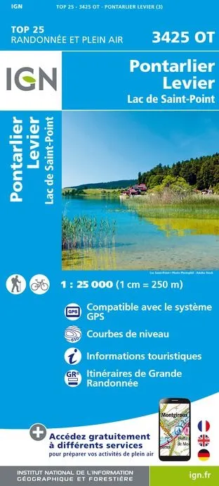 IGN Top 25 - Pontarlier / Levier / Lac de St-Point