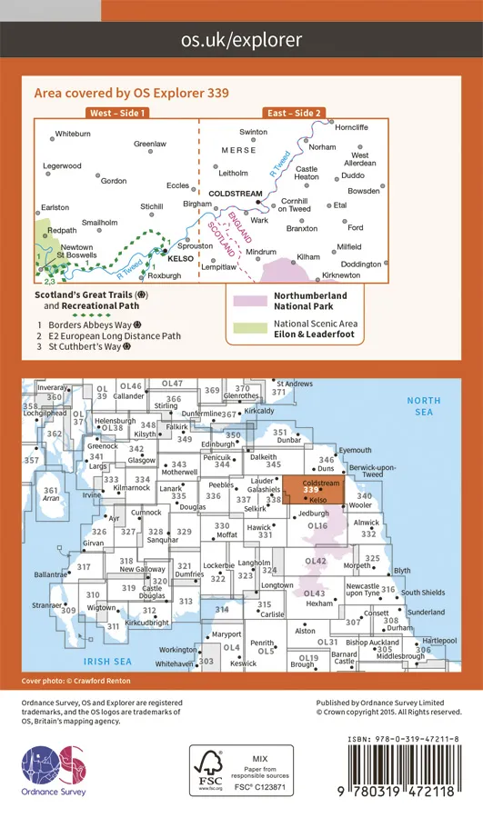 OS Explorer Active - 339 - Kelso, Coldstream & lower Tweed Valley - Image 2
