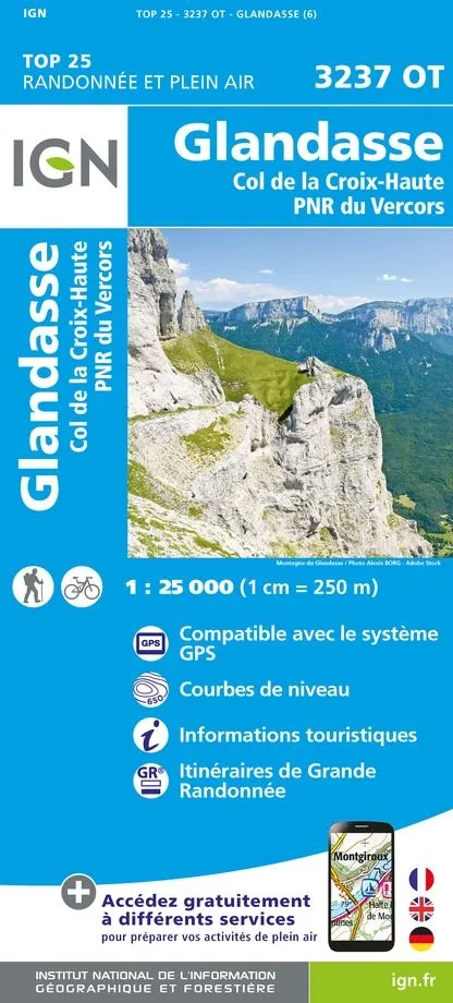 IGN Top 25 - Glandasse / Col de la Croix-Haute / PNR du Vercors
