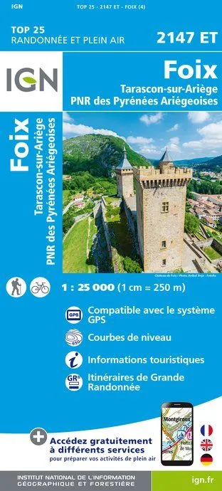 IGN Top 25 - Foix / Tarascon-sur-Ariège / PNR Pyrénées Ariégeoises