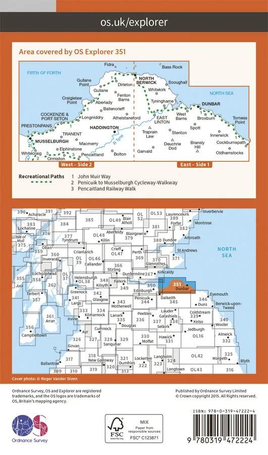 OS Explorer Active - 351 - Dunbar & North Berwick - Image 2