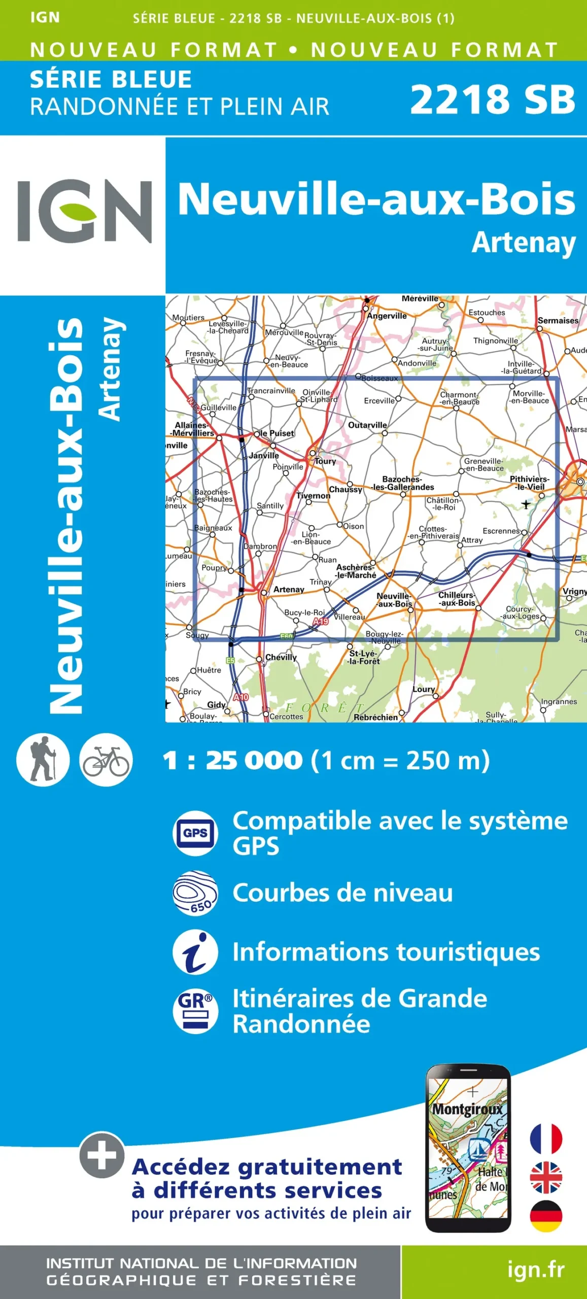 IGN Top 25 - Serie Bleu - Neuville-aux-Bois / Artenay 2218 - Image 2