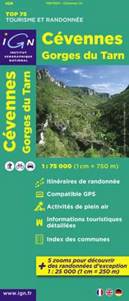 IGN Top 75 - Cevennes / Gorges du Tarn